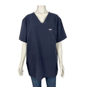 Figs Mens Chisec Three Pocket Scrub Top XL Dark Harbor Gray Shirt Side Pocket